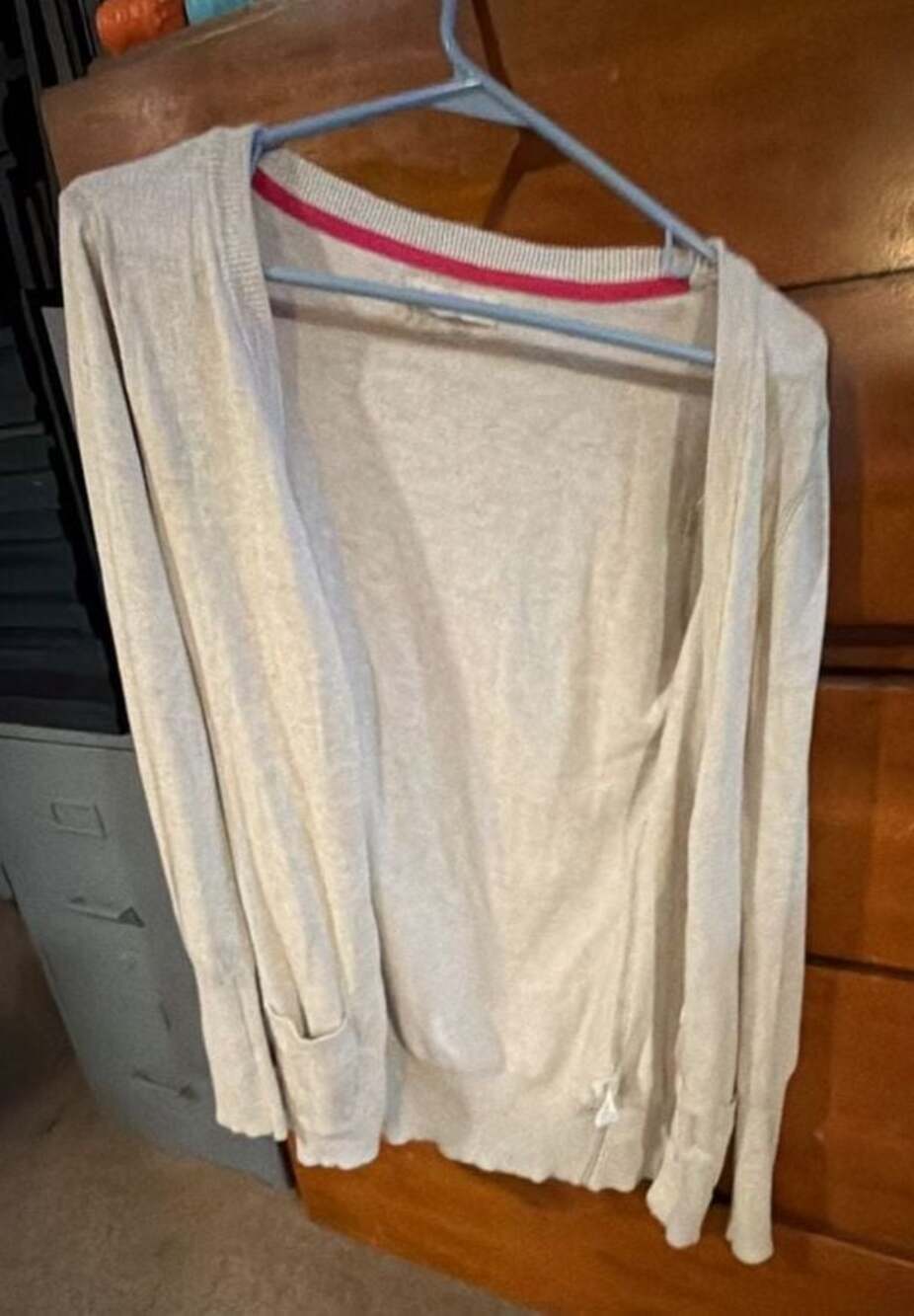 Aeropostale Cream Button-Front Cardigan Sweater with Pockets Size M